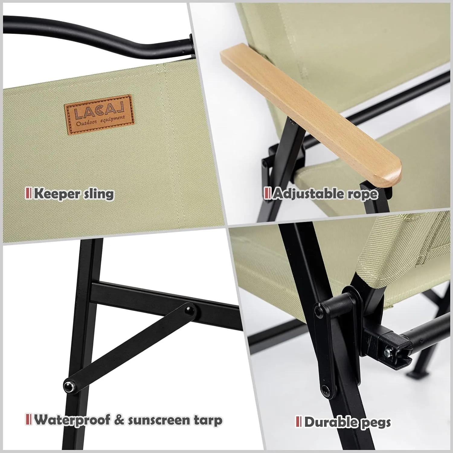 Folding Camping Chair for Adults Outside, Heavy Duty Aluminum Alloy Frame with Armrest, Comfortable Ripstop Oxford Cloth, Easy for Camping, Hiking, Picnic, Party(Beige M Size)
