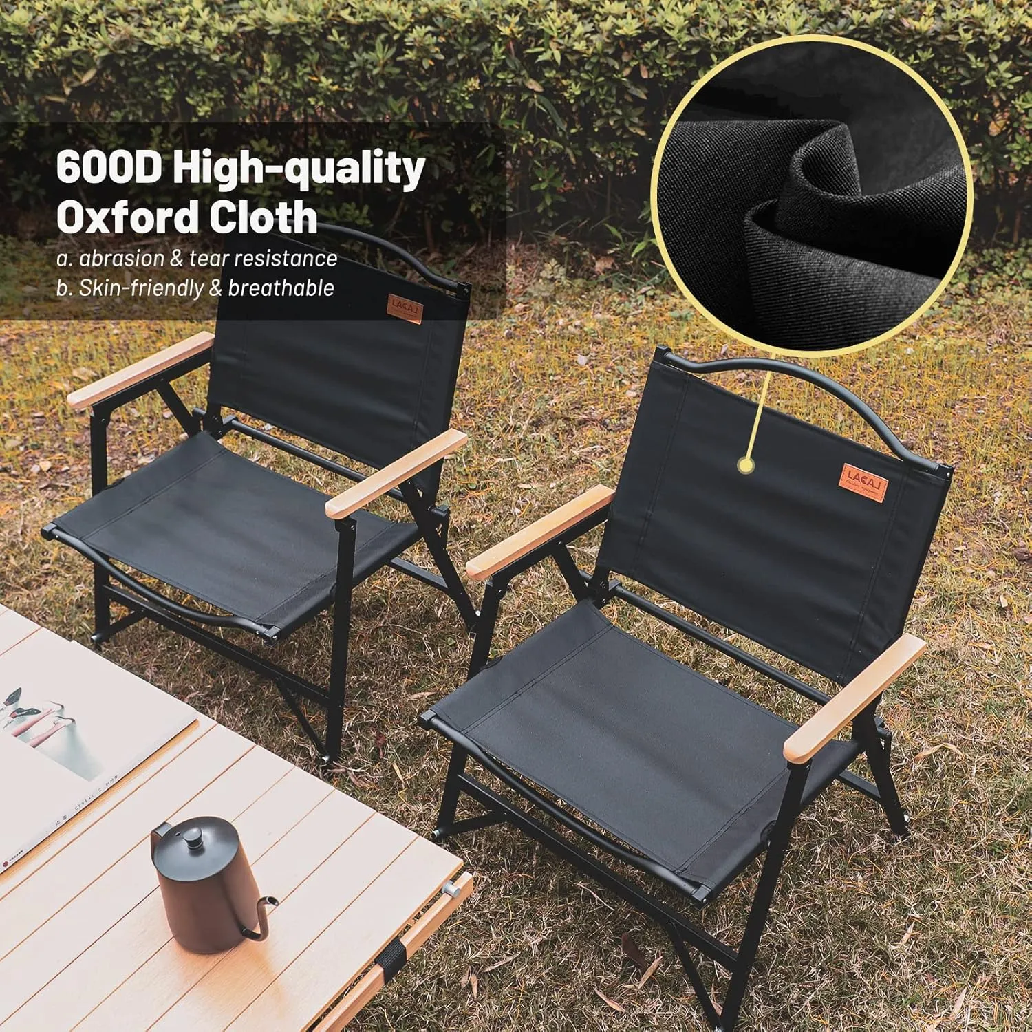 Folding Camping Chair for Adults Outside, Heavy Duty Aluminum Alloy Frame with Armrest, Comfortable Ripstop Oxford Cloth, Easy for Camping, Hiking, Picnic, Party(Beige M Size)