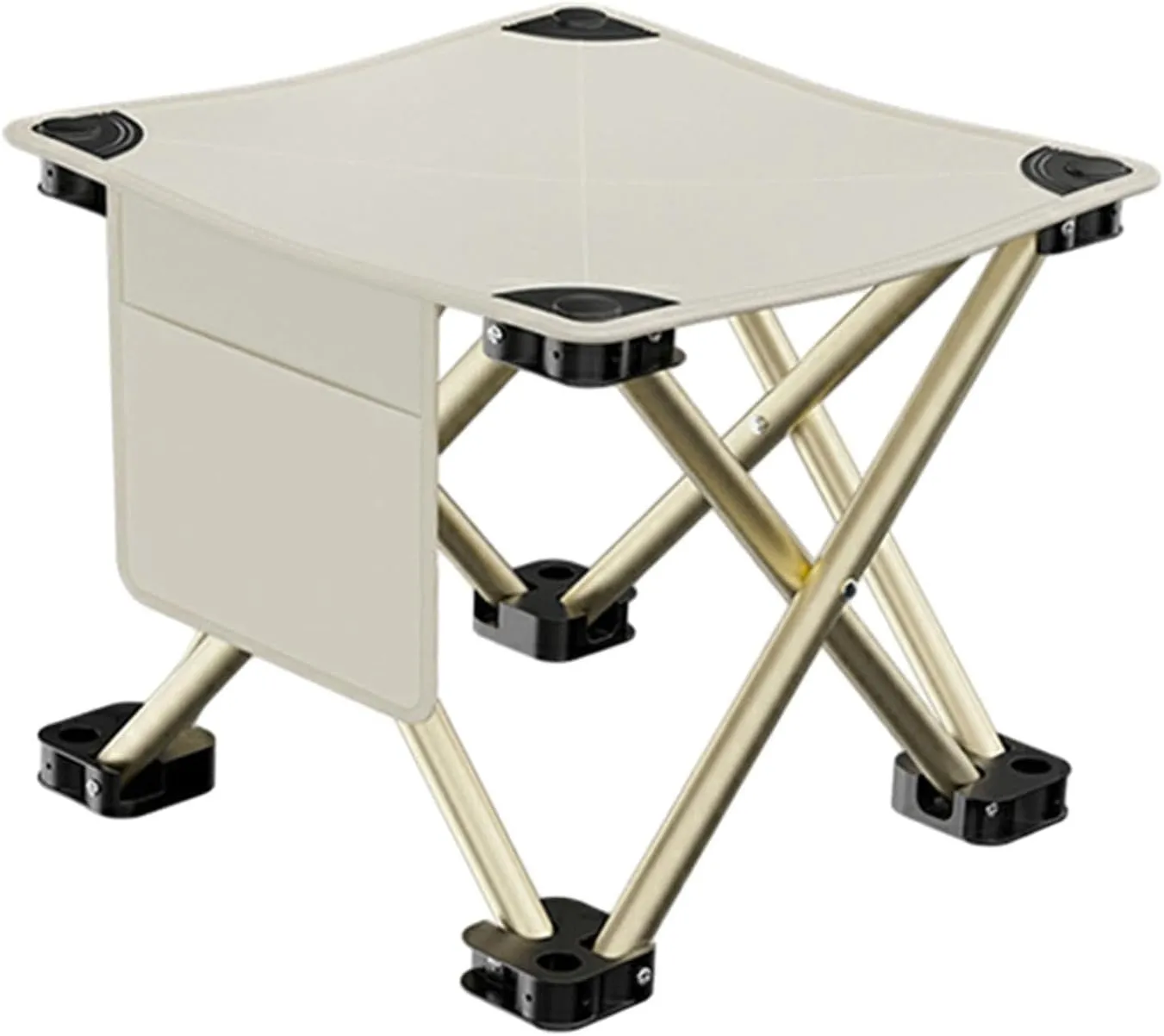 Folding Camping Stool Mini Foldable Chair Sturdy Multipurpose Footstool Portable for Park Fishing Hiking Gardening Walking, White, 28cmx28cmx23cm