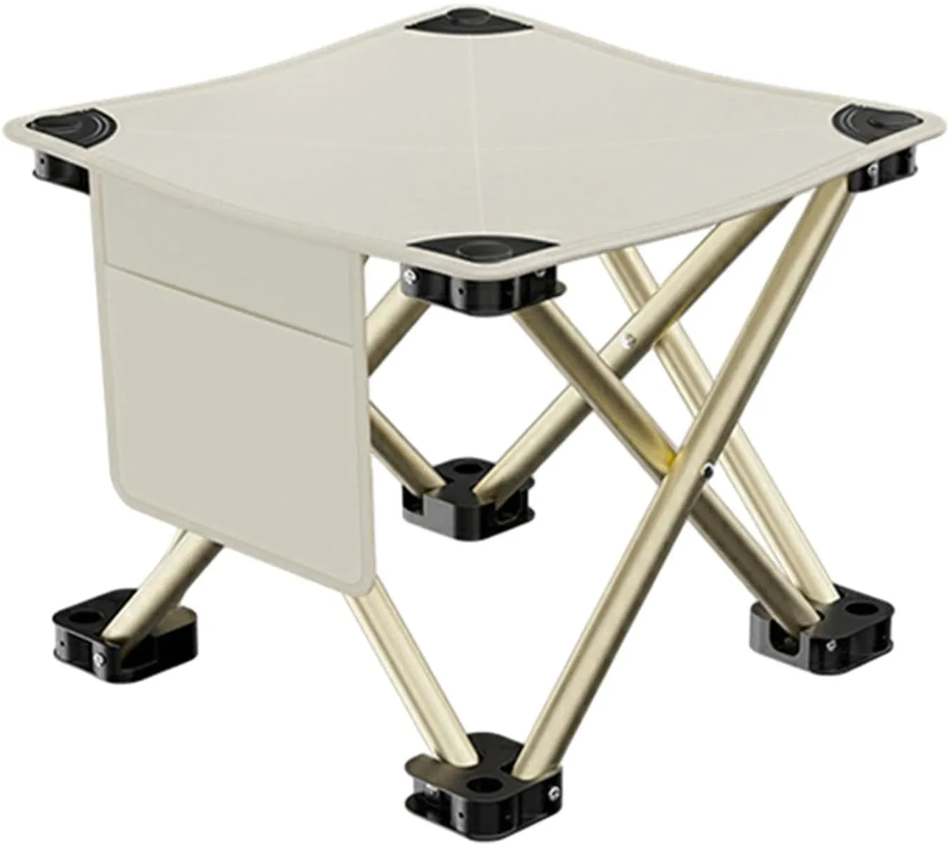 Folding Camping Stool Mini Foldable Chair Sturdy Multipurpose Footstool Portable for Park Fishing Hiking Gardening Walking, White, 28cmx28cmx23cm