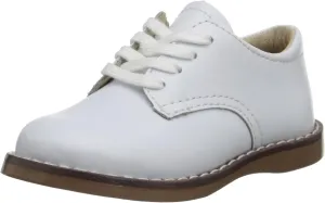 FOOTMATES Willy Lace-Up Leather Oxford Girls and Boys Dress Shoes with Wide Toe Box and Custom-Fit Insoles, Non-Marking Outsoles, White - 8 Toddler (1-4 Years)