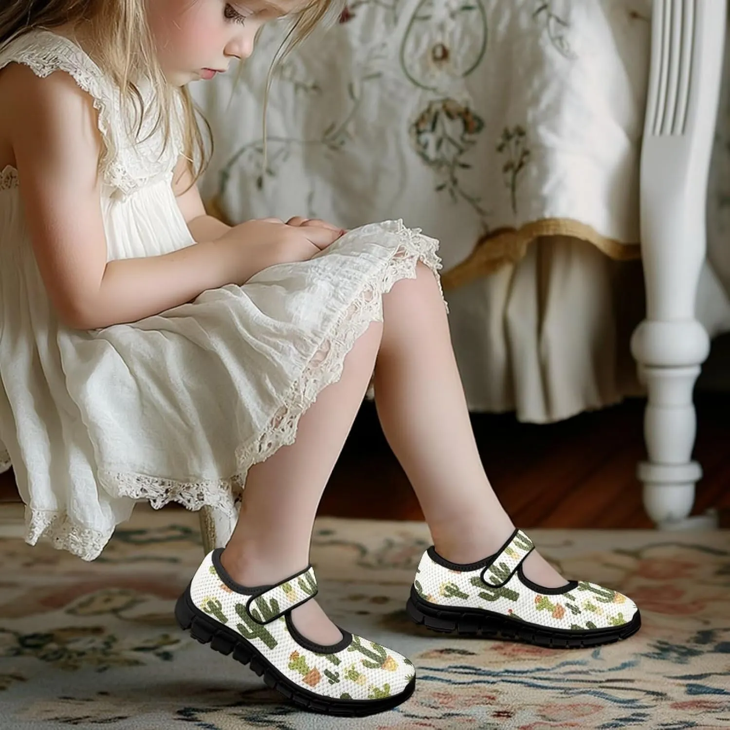 Forchrinse Rainbow Girls and Toddler Mary Jane Sneakers Soft Sole Barefoot Flats Comfort School Party Play Shoes Ballet Flats for Kids Size 11-2.5