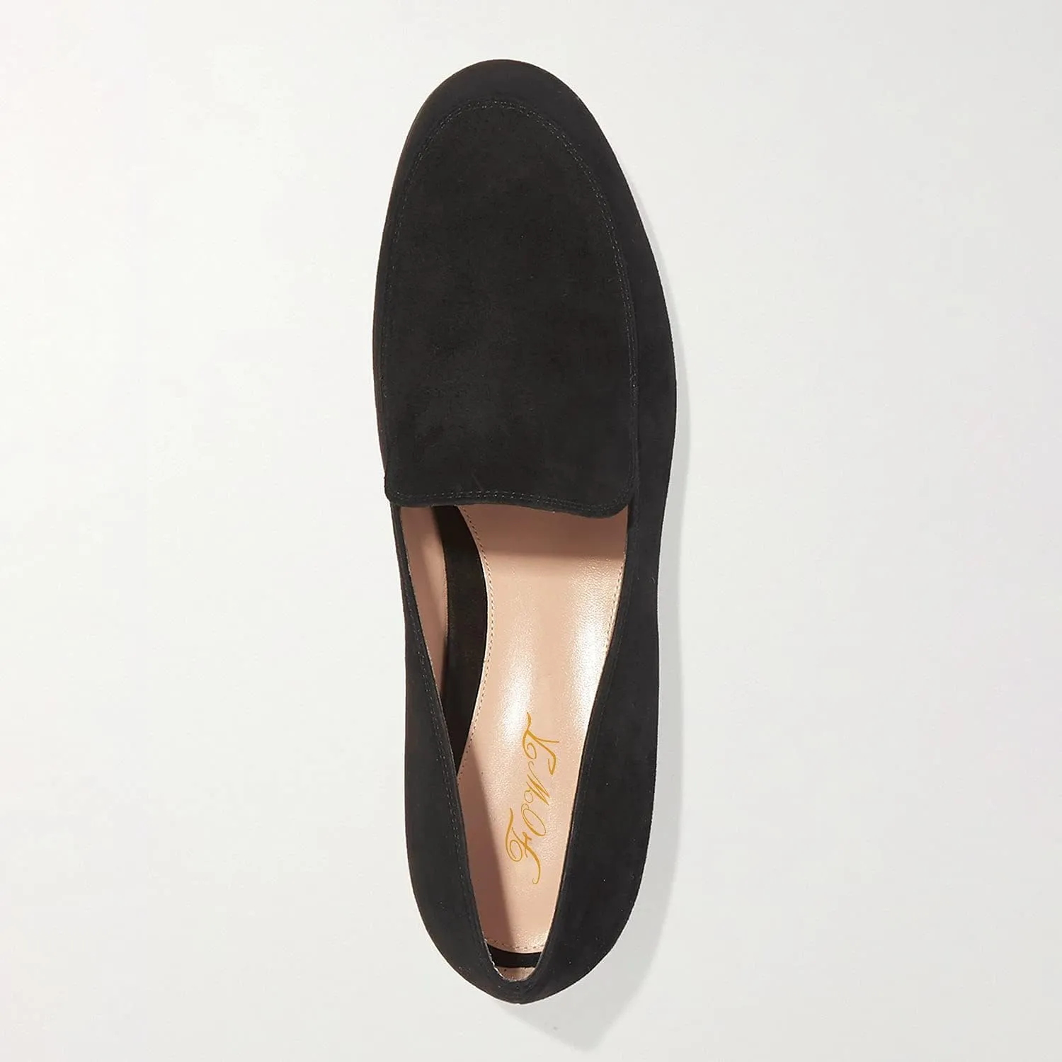 FOWT V Cut Loafer Flats for Women Slip on Ballet Flat Round Toe Loafers Low Bock Heels Shoes,Black Velvety Suede Flats Casual Summer Dress Comfort Soft Walking Shoes Size 4-16 US