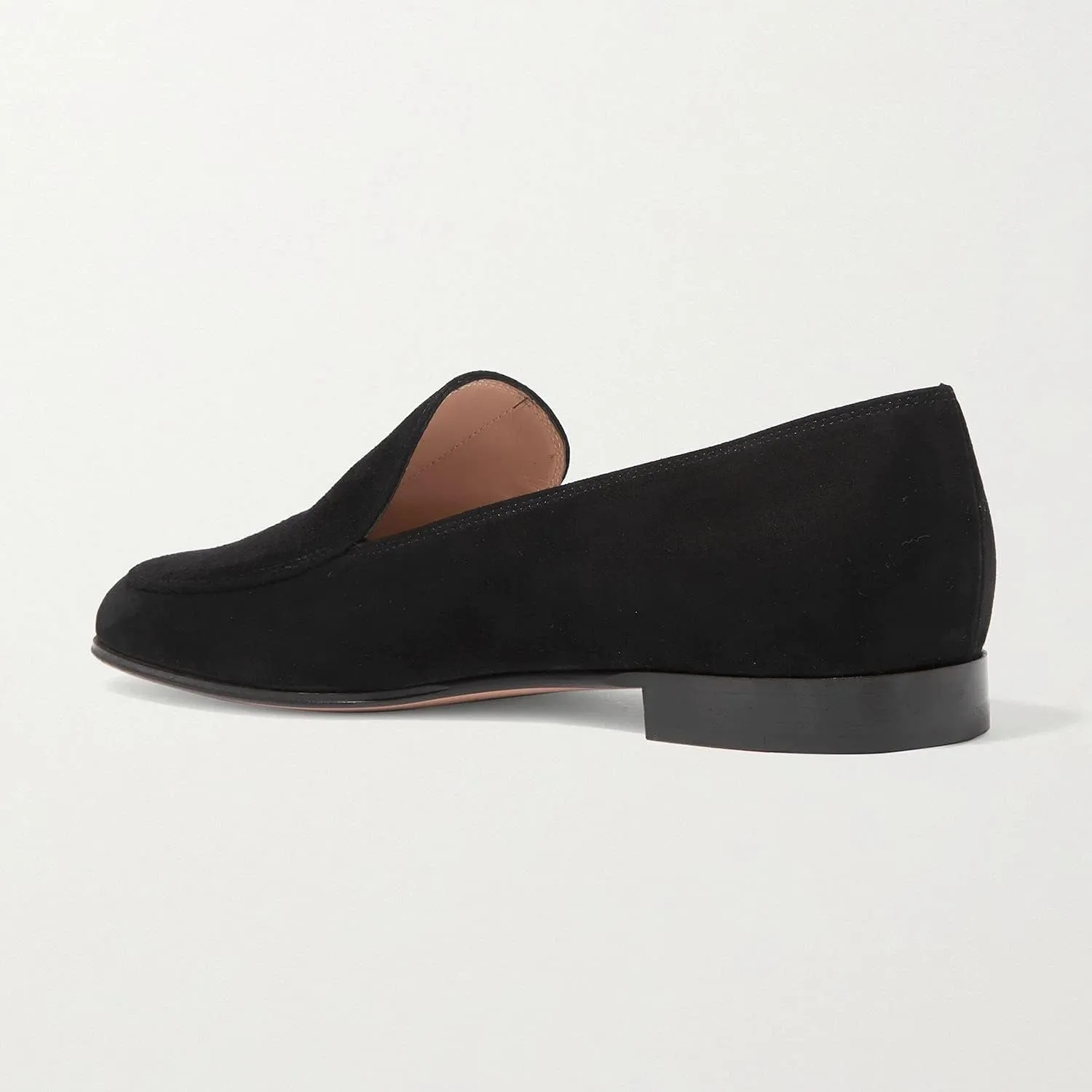 FOWT V Cut Loafer Flats for Women Slip on Ballet Flat Round Toe Loafers Low Bock Heels Shoes,Black Velvety Suede Flats Casual Summer Dress Comfort Soft Walking Shoes Size 4-16 US