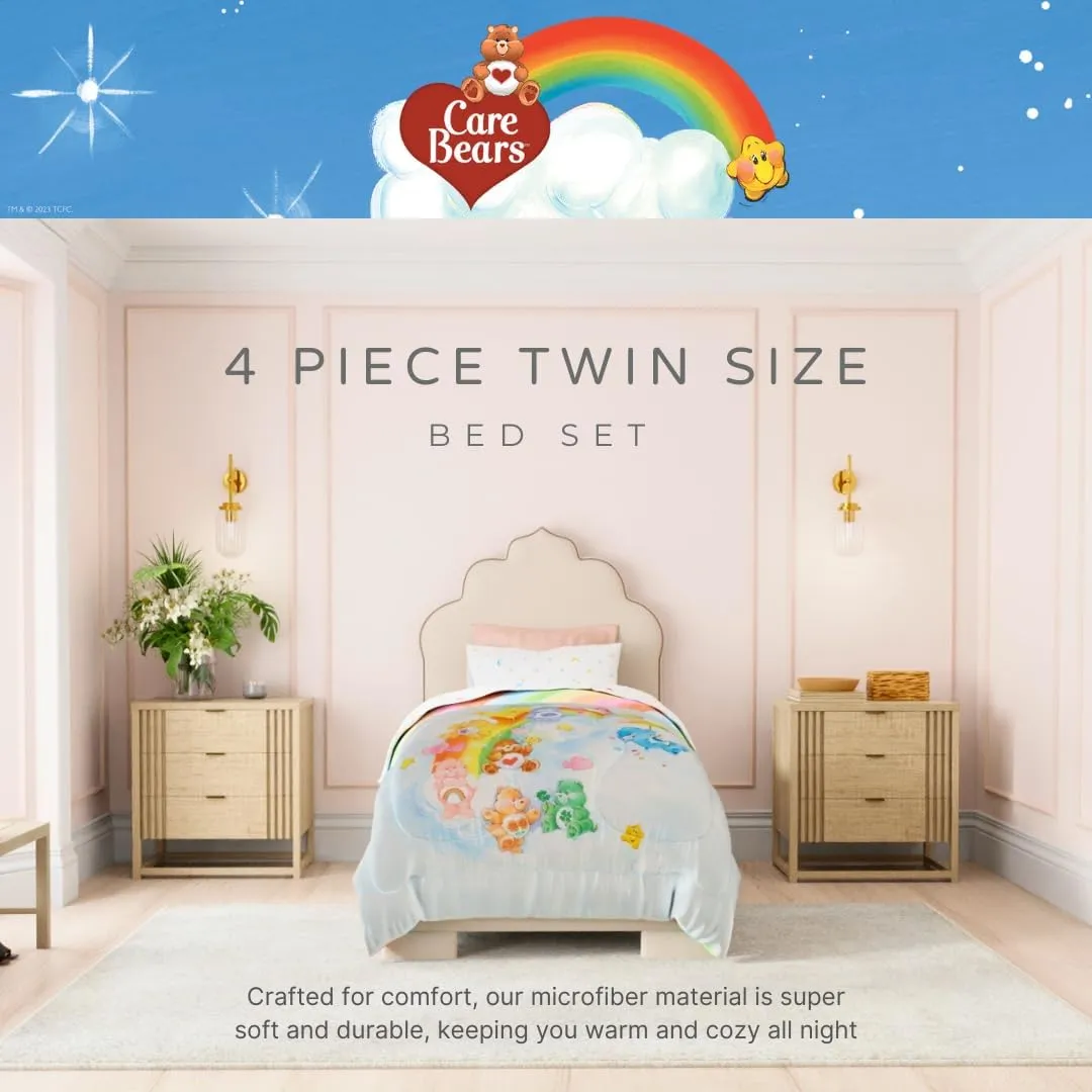 Franco Care Bears Classic Super Soft Cozy Reversible Microfiber Comforter and Sheet Set, 4 Piece Twin Size, (Official Licensed Product) Collectibles