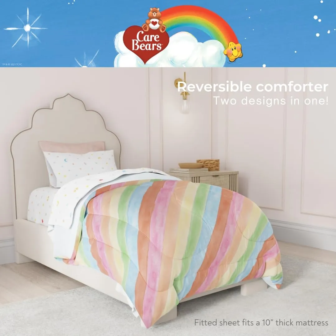 Franco Care Bears Classic Super Soft Cozy Reversible Microfiber Comforter and Sheet Set, 4 Piece Twin Size, (Official Licensed Product) Collectibles