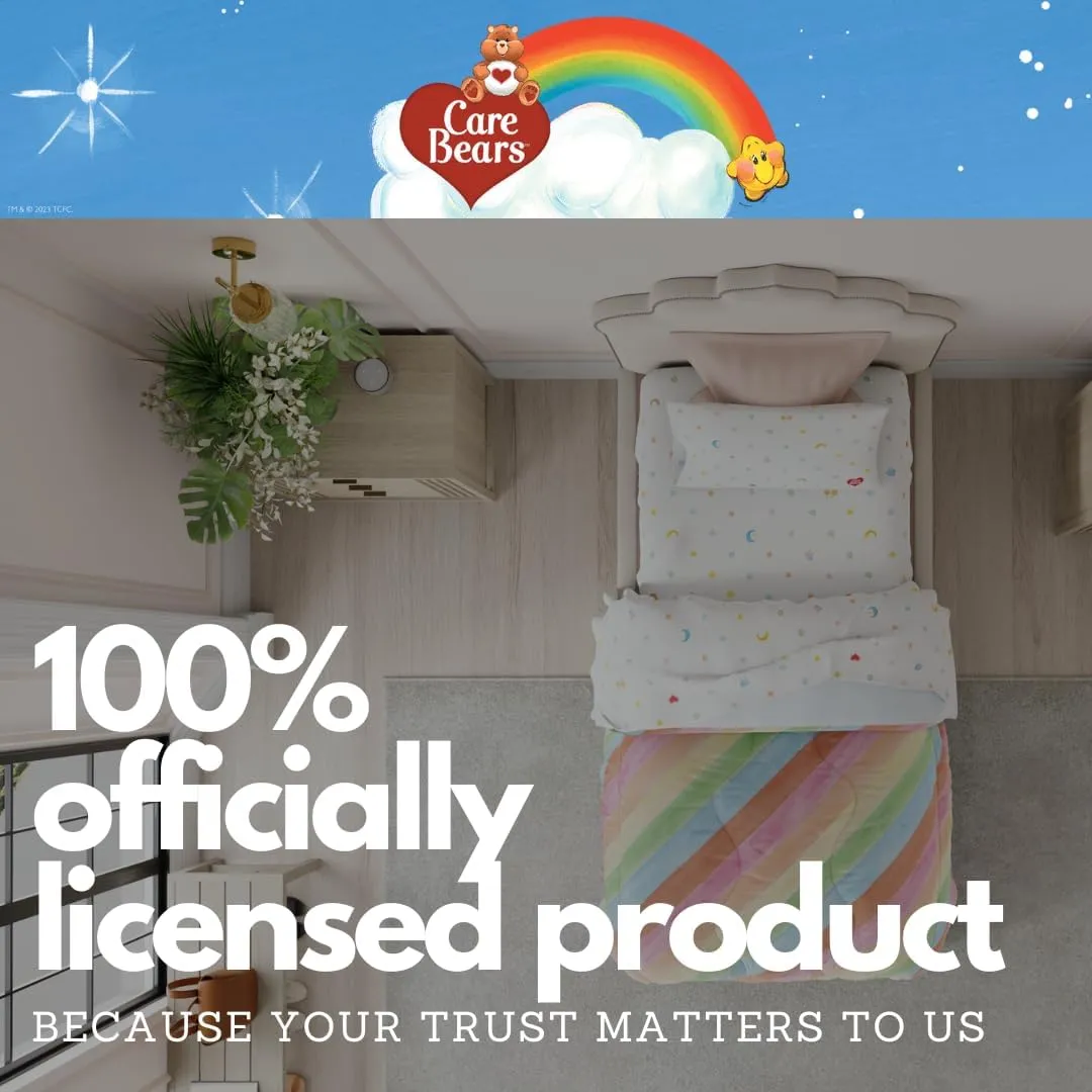 Franco Care Bears Classic Super Soft Cozy Reversible Microfiber Comforter and Sheet Set, 4 Piece Twin Size, (Official Licensed Product) Collectibles