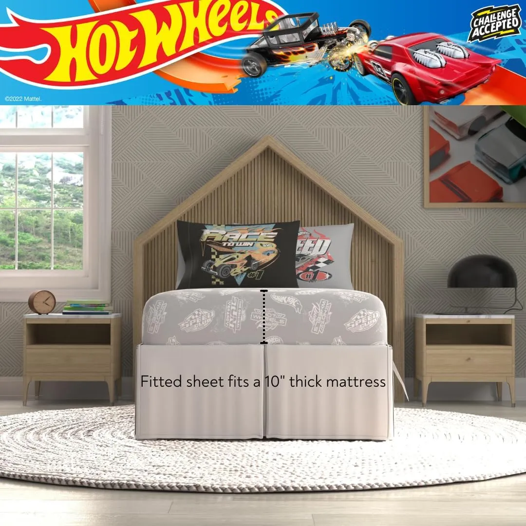 Franco Hot Wheels Kids Bedding Super Soft Comforter and Sheet Set with Sham, 5 Piece Twin Size, (Officially Licensed Product)
