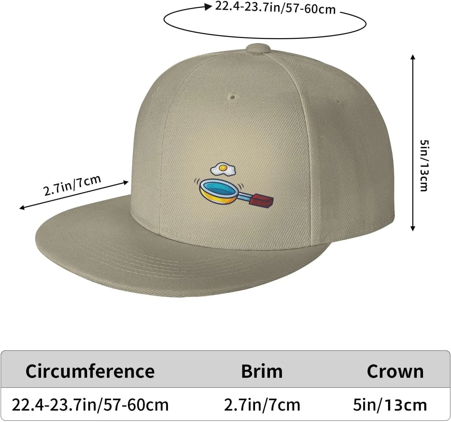 Frying Pan with Eggs Snapback Hats for Men Women Baseball Cap Flat Bill Brim Hat