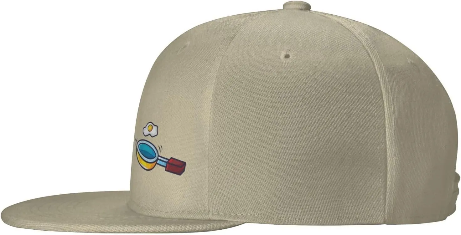 Frying Pan with Eggs Snapback Hats for Men Women Baseball Cap Flat Bill Brim Hat