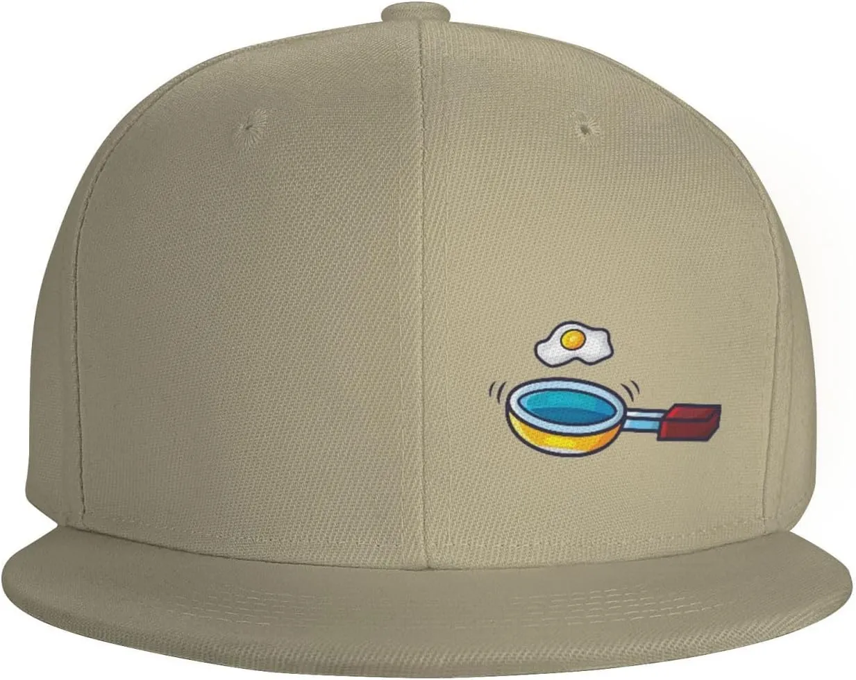 Frying Pan with Eggs Snapback Hats for Men Women Baseball Cap Flat Bill Brim Hat