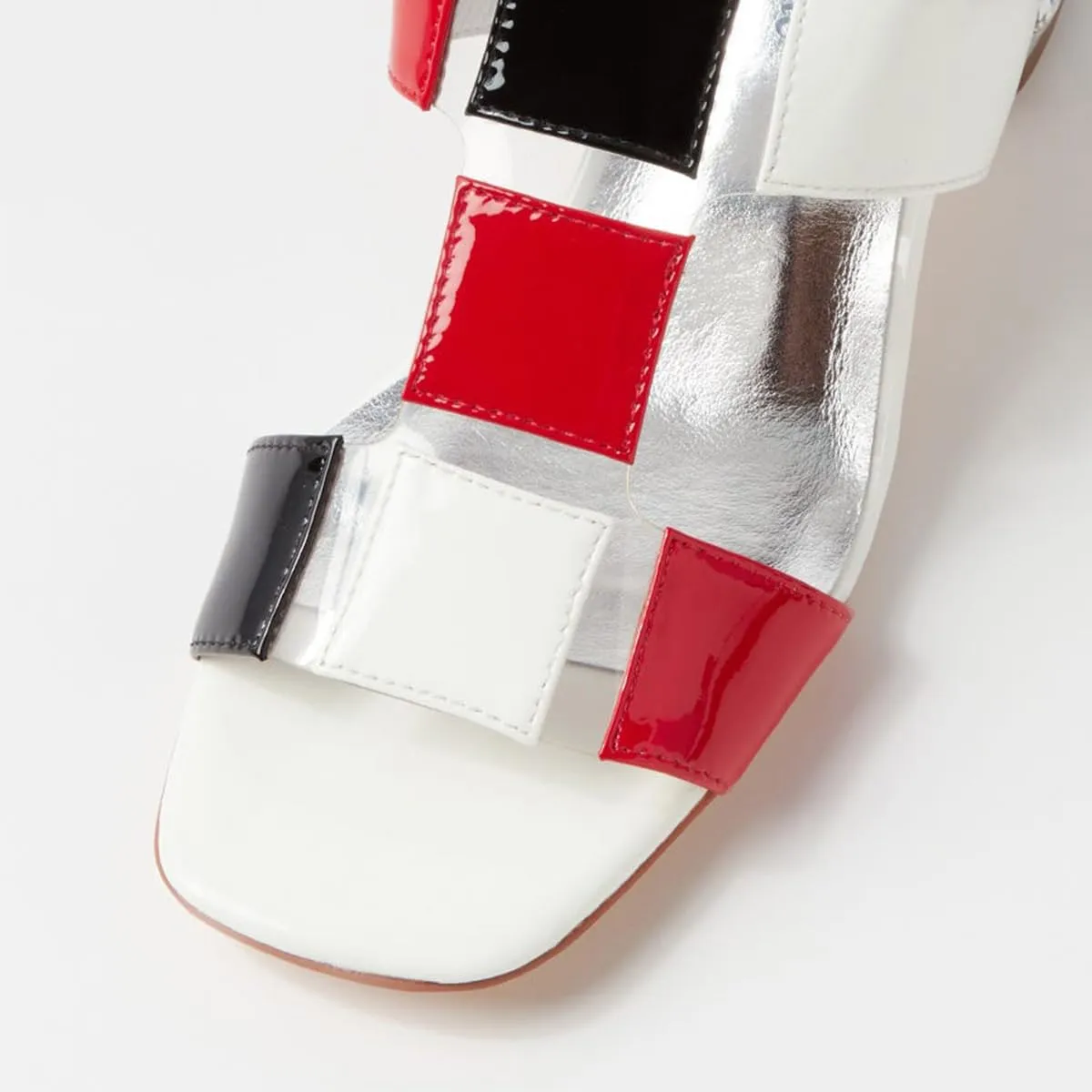 FSJ Women Open Toe Heeled Sandals Chunky Mid Heel Slingbacks T Strap Buckle Multicolor Band Crystal Block Heel Versatile Comfy Shoes Size 4-16 US