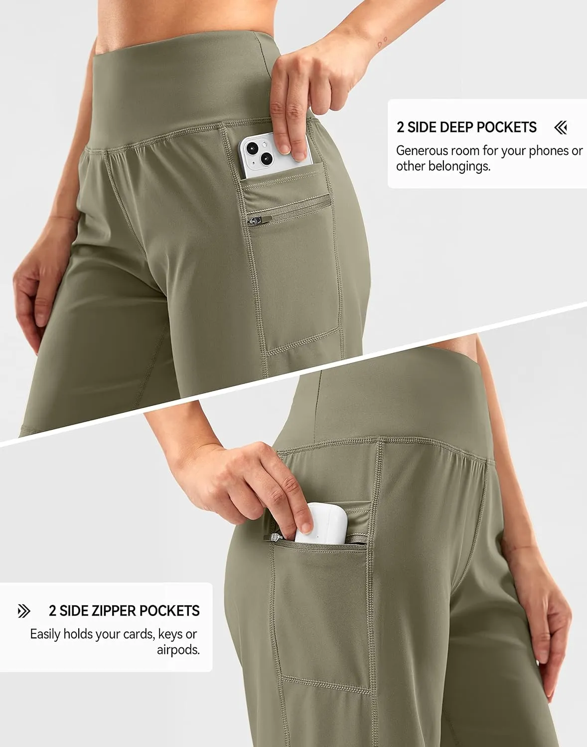 G Gradual Women's High Waisted 9" Bermuda Shorts with Zipper Pockets Athletic Workout Long Shorts for Women Knee Length