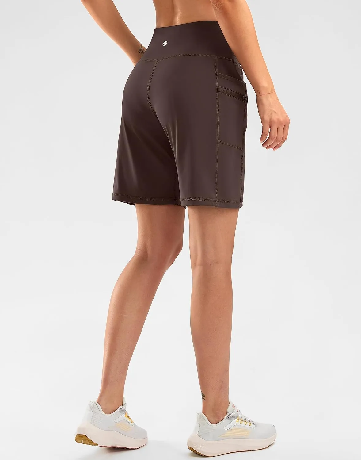 G Gradual Women's High Waisted 9" Bermuda Shorts with Zipper Pockets Athletic Workout Long Shorts for Women Knee Length