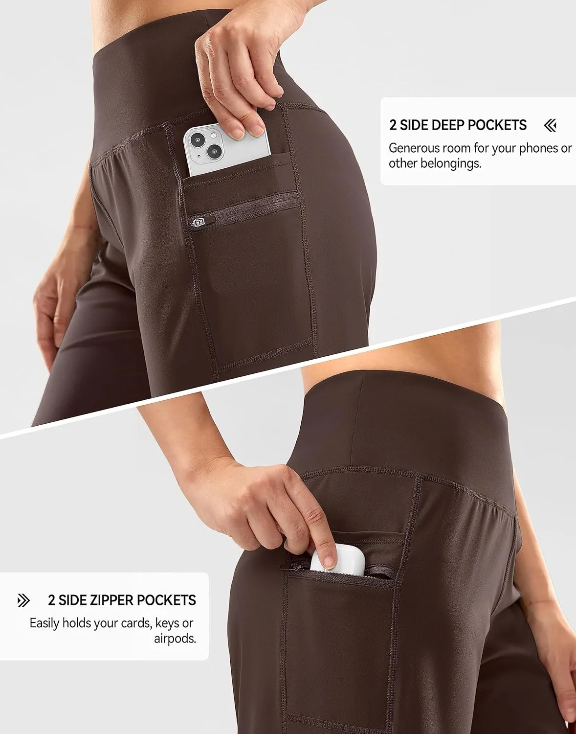 G Gradual Women's High Waisted 9" Bermuda Shorts with Zipper Pockets Athletic Workout Long Shorts for Women Knee Length