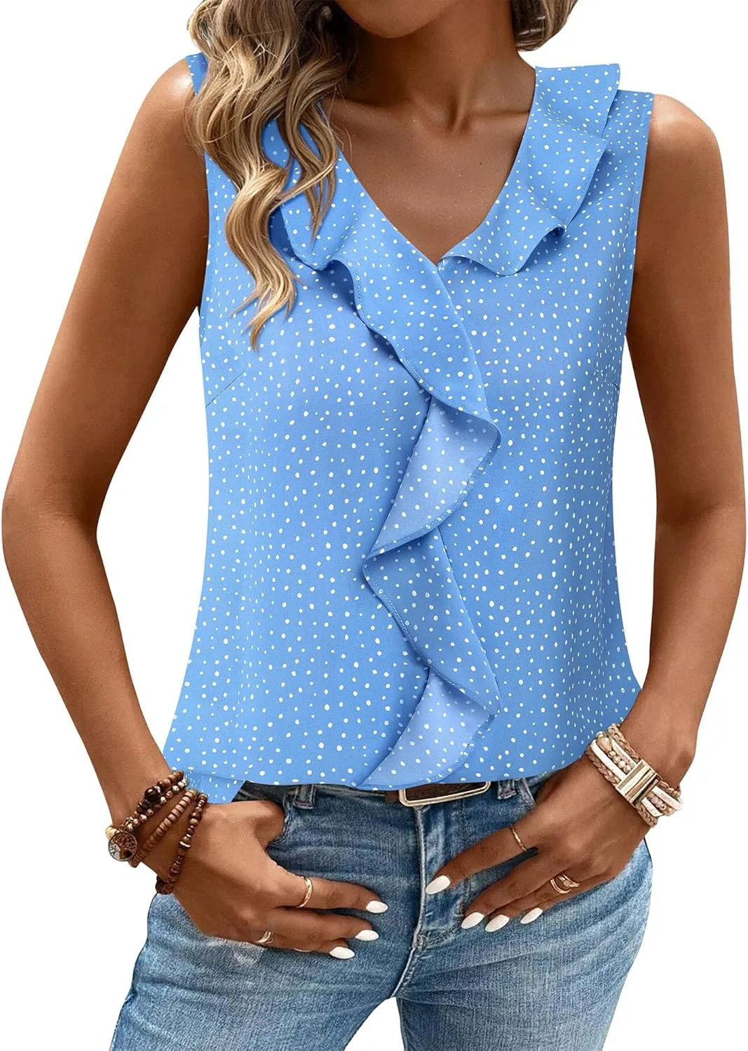Gaharu Womens Summer Dressy Tank Top Sleeveless Business Casual Blouses Office Work Shirt