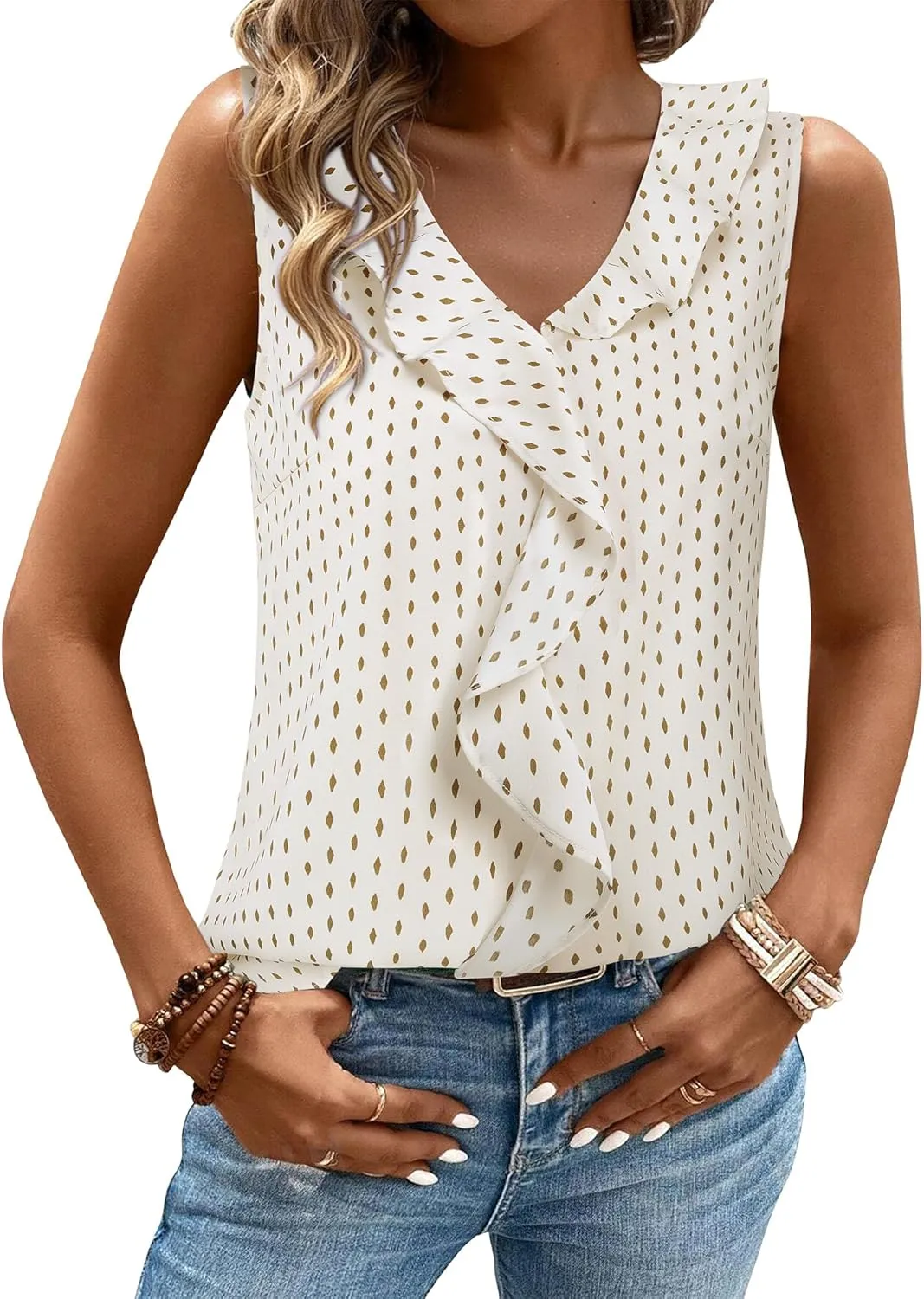 Gaharu Womens Summer Dressy Tank Top Sleeveless Business Casual Blouses Office Work Shirt