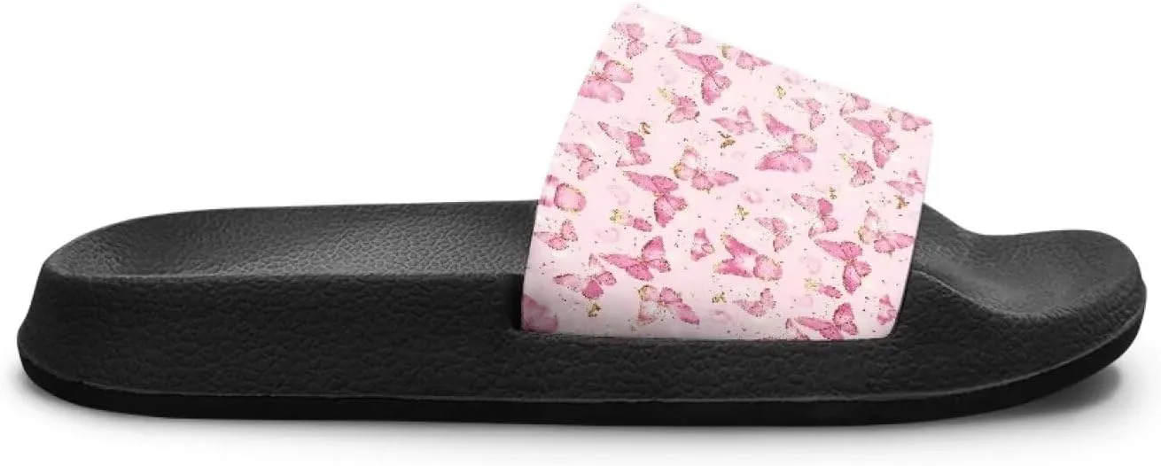 Girls Beach Slippers Open Toe Non Slip Summer Sandals Quick Drying Flat Sandals Soft Sole Bathroom Shoes
