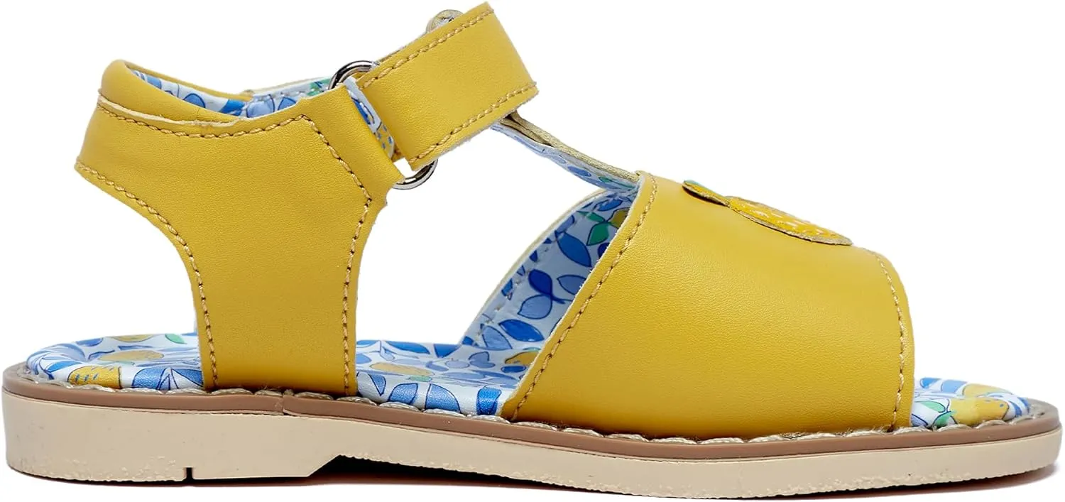 Girl's Sandals With Animal and Fruit Patterns, Open Toed Summer Beach Sandals, Genuine Leather Soft Anti Slip Flat Princess Sandals (Girls/Children)