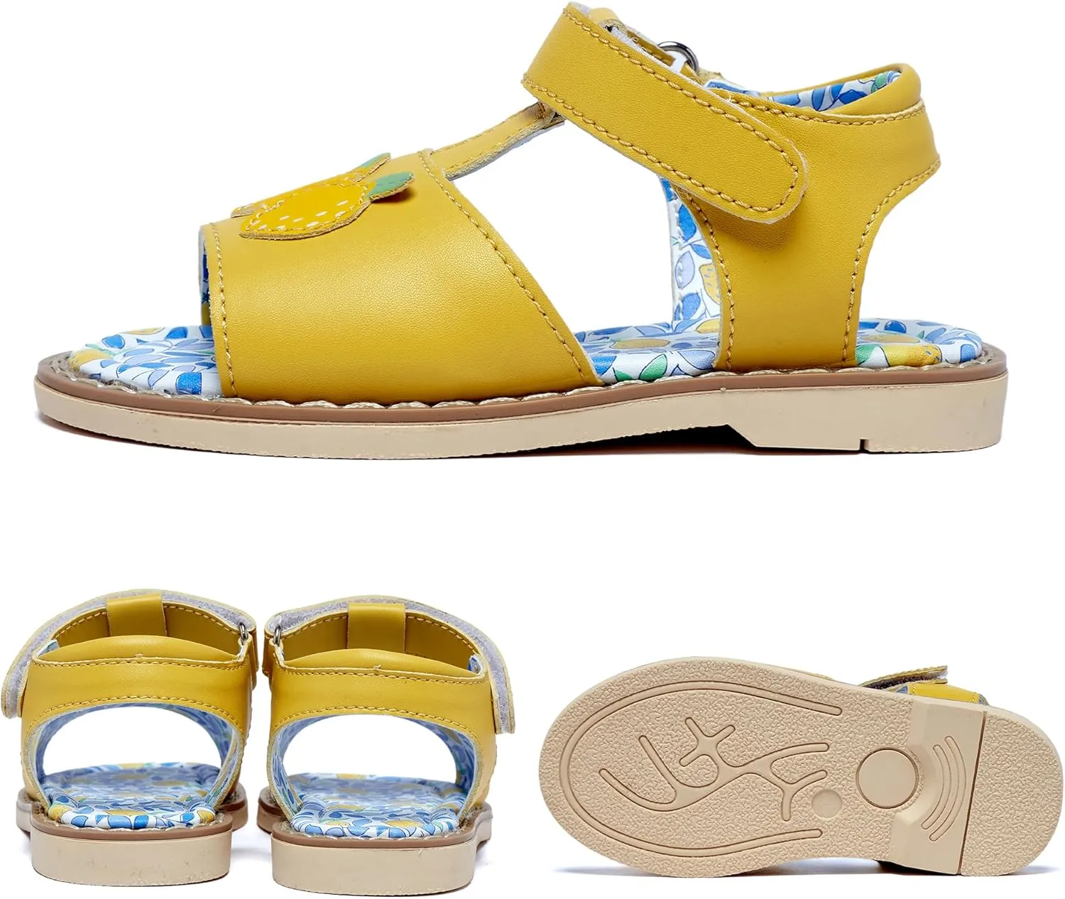 Girl's Sandals With Animal and Fruit Patterns, Open Toed Summer Beach Sandals, Genuine Leather Soft Anti Slip Flat Princess Sandals (Girls/Children)
