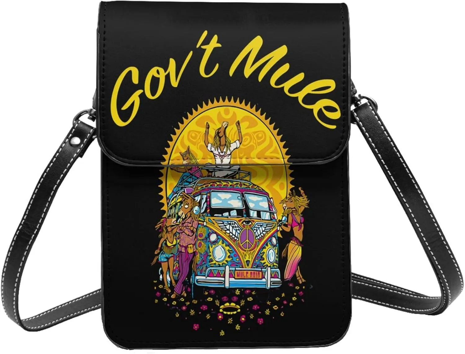 Gov'T Music Mule Band Small Cell Phone Purse Female Cell Phone Purse Clutch Handbag, Black