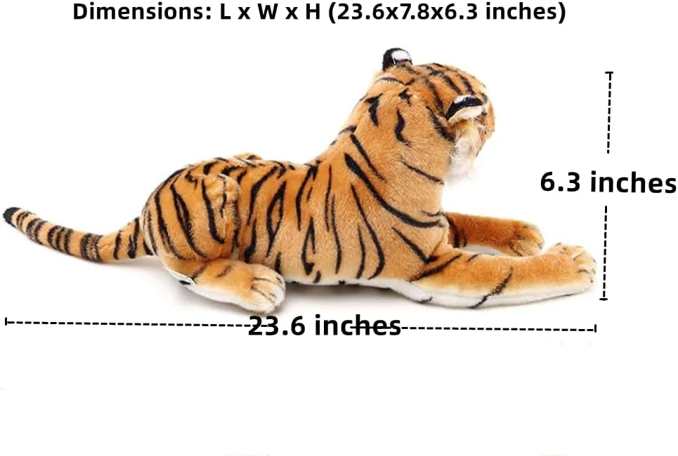GracesDawn Yellow Recumbent Tiger Doll, Large Stuffed Animal Tiger, Plush Toy Zodiac Tiger, Stuffed Animal Plush cat (23.6 inches Long)
