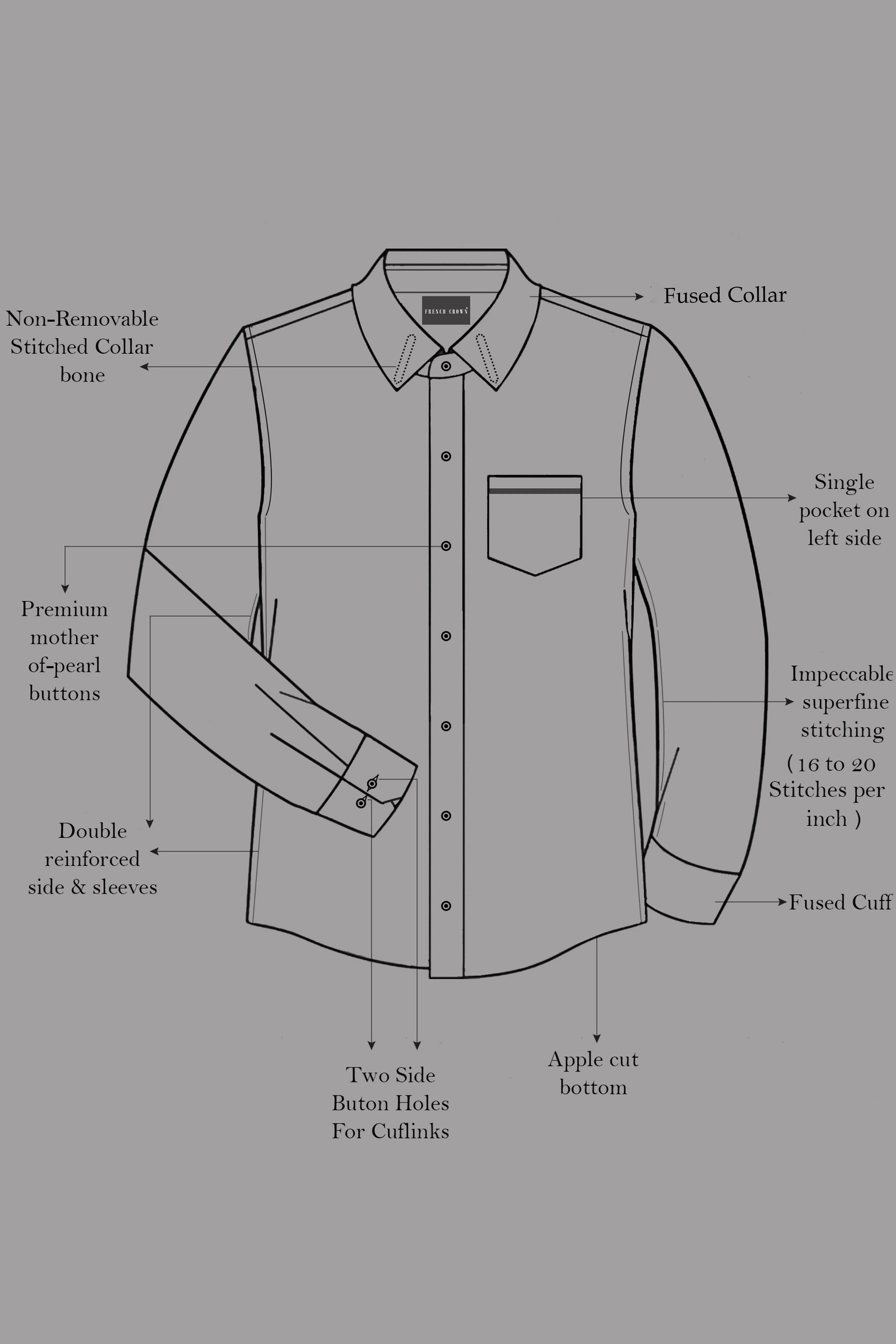 Graphite-Shuttle Gray Textured Oxford Premium Cotton Dress Shirt
