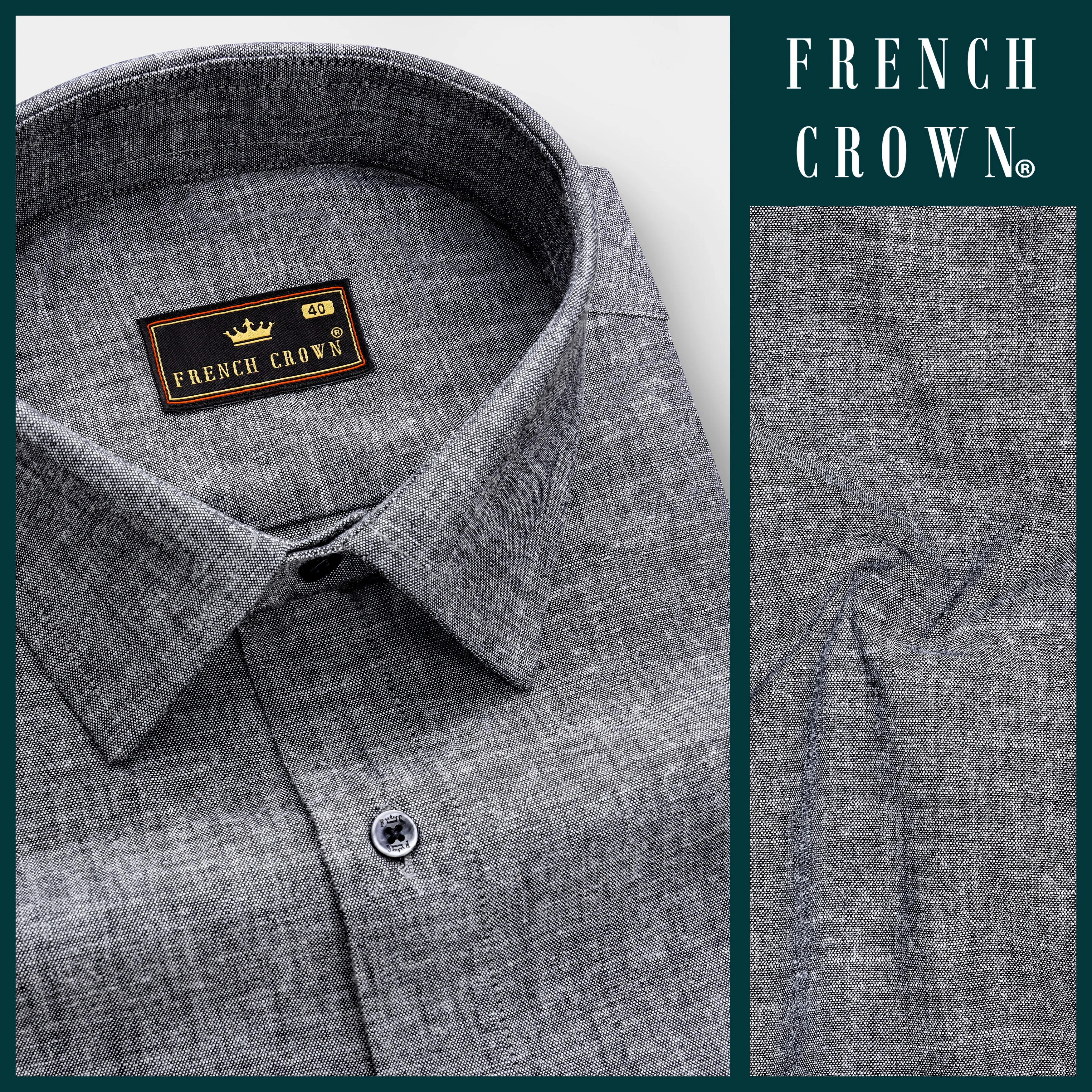 Graphite-Shuttle Gray Textured Oxford Premium Cotton Dress Shirt