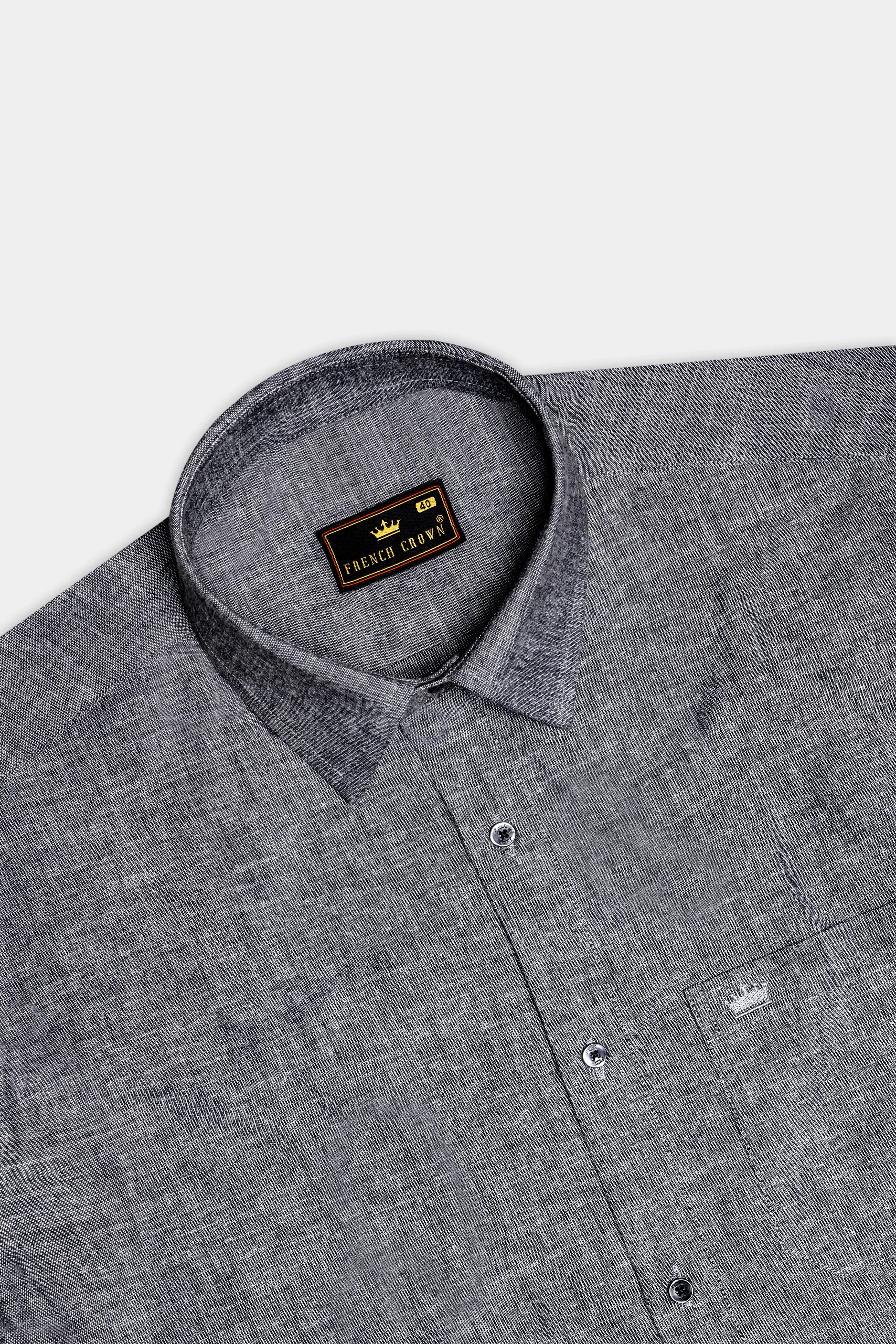 Graphite-Shuttle Gray Textured Oxford Premium Cotton Dress Shirt