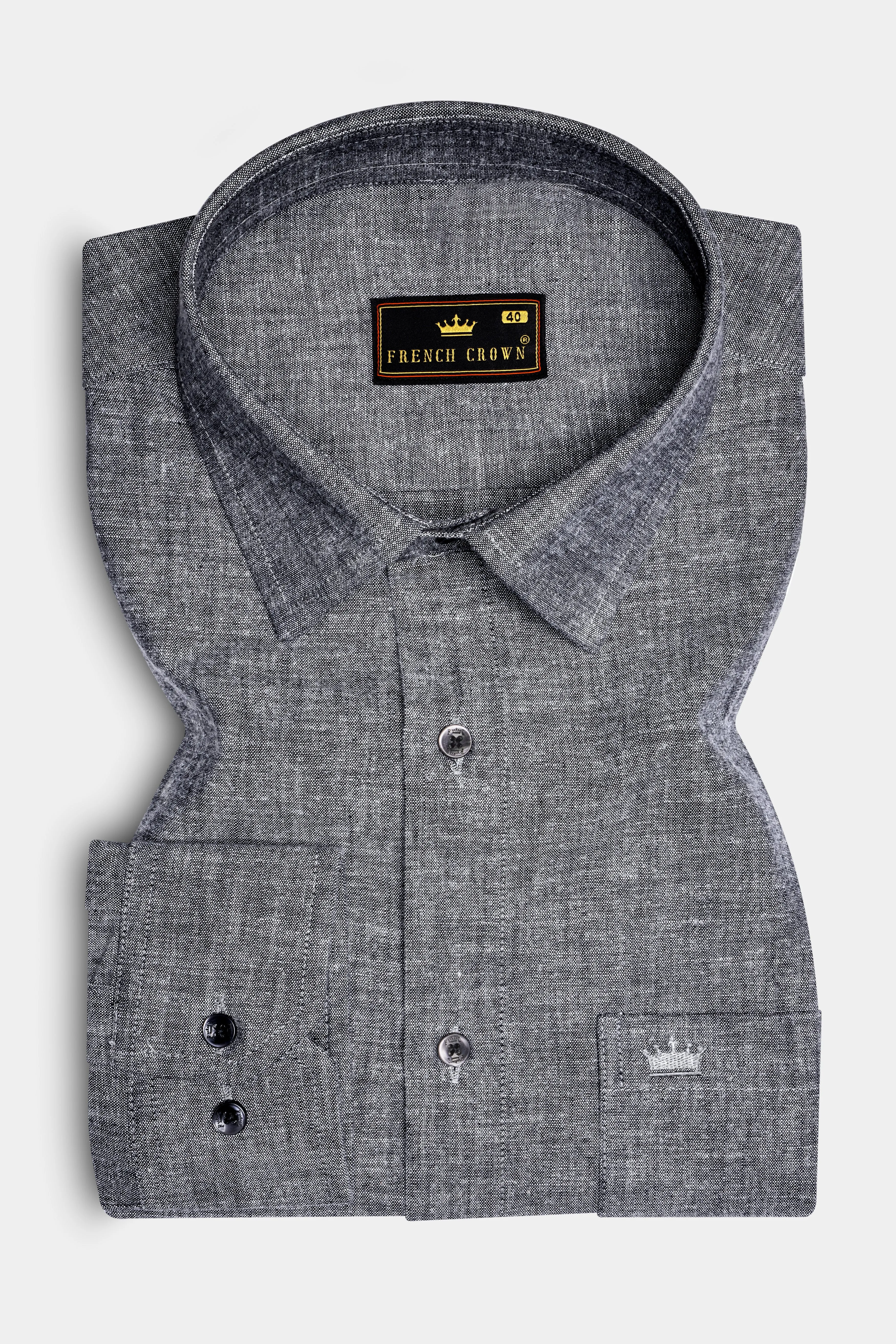Graphite-Shuttle Gray Textured Oxford Premium Cotton Dress Shirt
