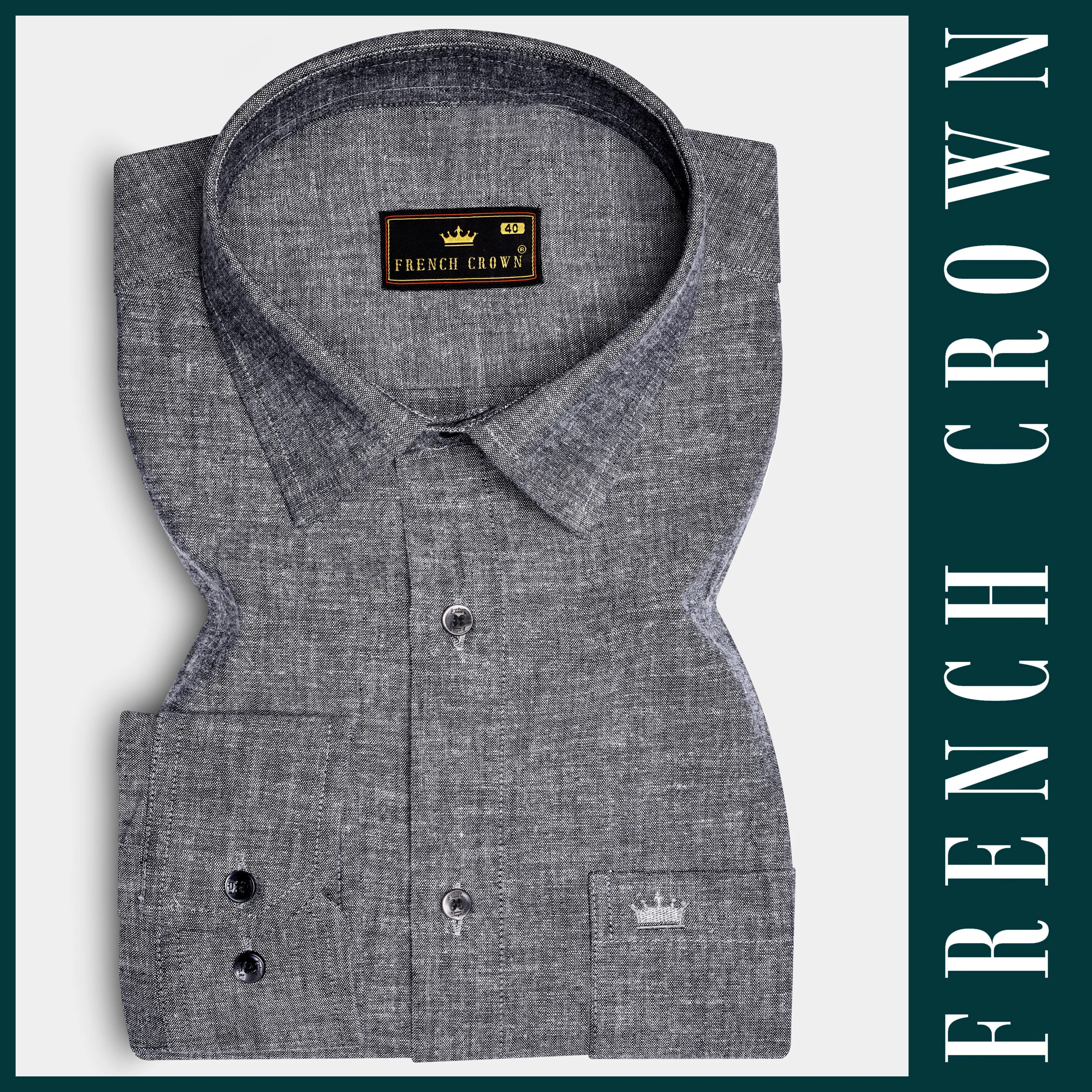Graphite-Shuttle Gray Textured Oxford Premium Cotton Dress Shirt