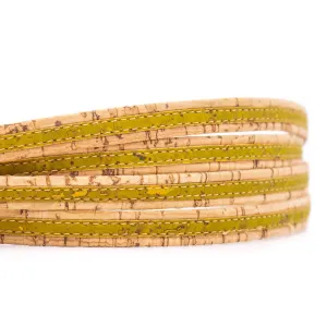 Green with natural flat 10mm cork cord COR-436(10meters)