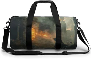 Gym Bag 17in for Men Women, Waterproof Foldable Sports Organizer, Durable Workout Travel Duffle Bag, Magical Arena Battle-235