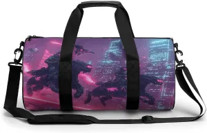 Gym Bag 17in for Men Women, Waterproof Foldable Sports Organizer, Durable Workout Travel Duffle Bag, Neon Night Battle-24