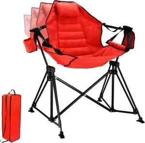 Hammock Camping Chair Folding 350lbs Foldable Portable Rocking Chairs for Adults Outside Swinging Camp with Stand Lawn Garden Hanging Outdoor