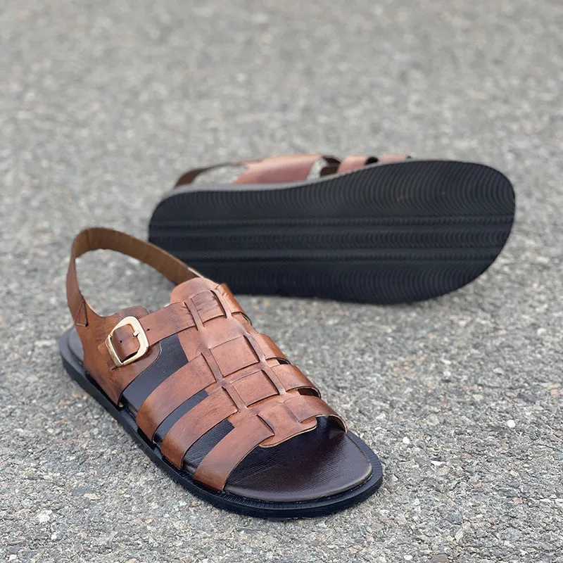 Hand made Classic Brown Sandal SS-2342