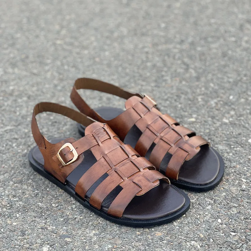 Hand made Classic Brown Sandal SS-2342