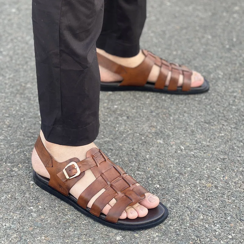 Hand made Classic Brown Sandal SS-2342