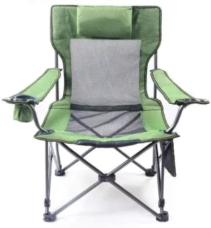 High Back Folding Camp Chair with Cup Holder, 110kg Capacity, Breathable Mesh Fabric, Perfect for Outdoor Relaxation