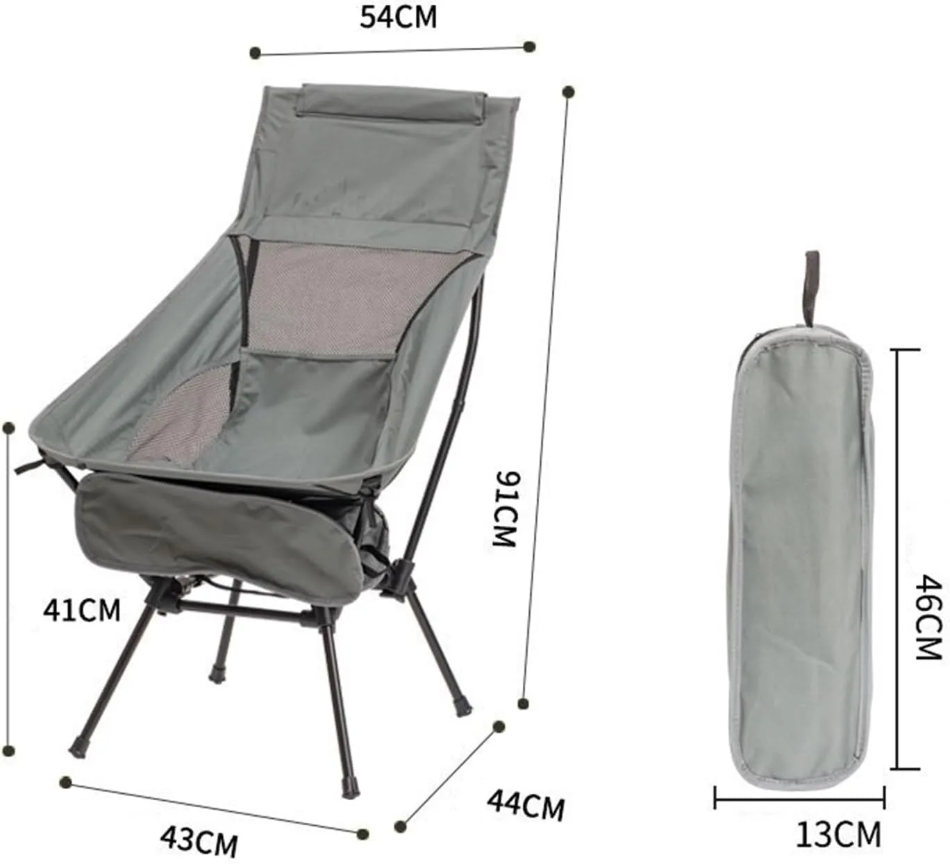 High Back Square Chair Stable Outdoor Portable Folding Camping Beach Chair Recliner Ultra Light(Navyblue)