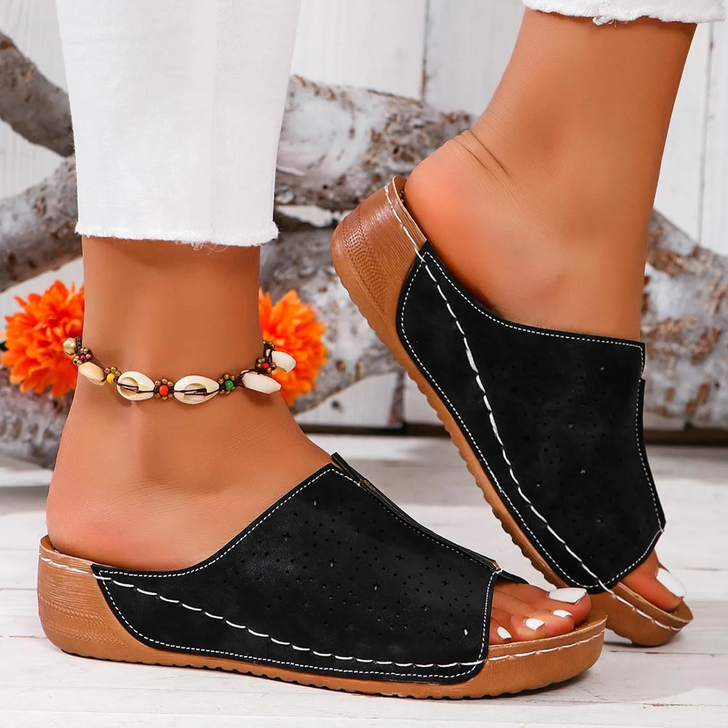 Hollow Out Wedge Sandals for Women 2025 new Arch Support Lightweight Soft Sole Platform Sandalias Breathable Orthotic Sandals