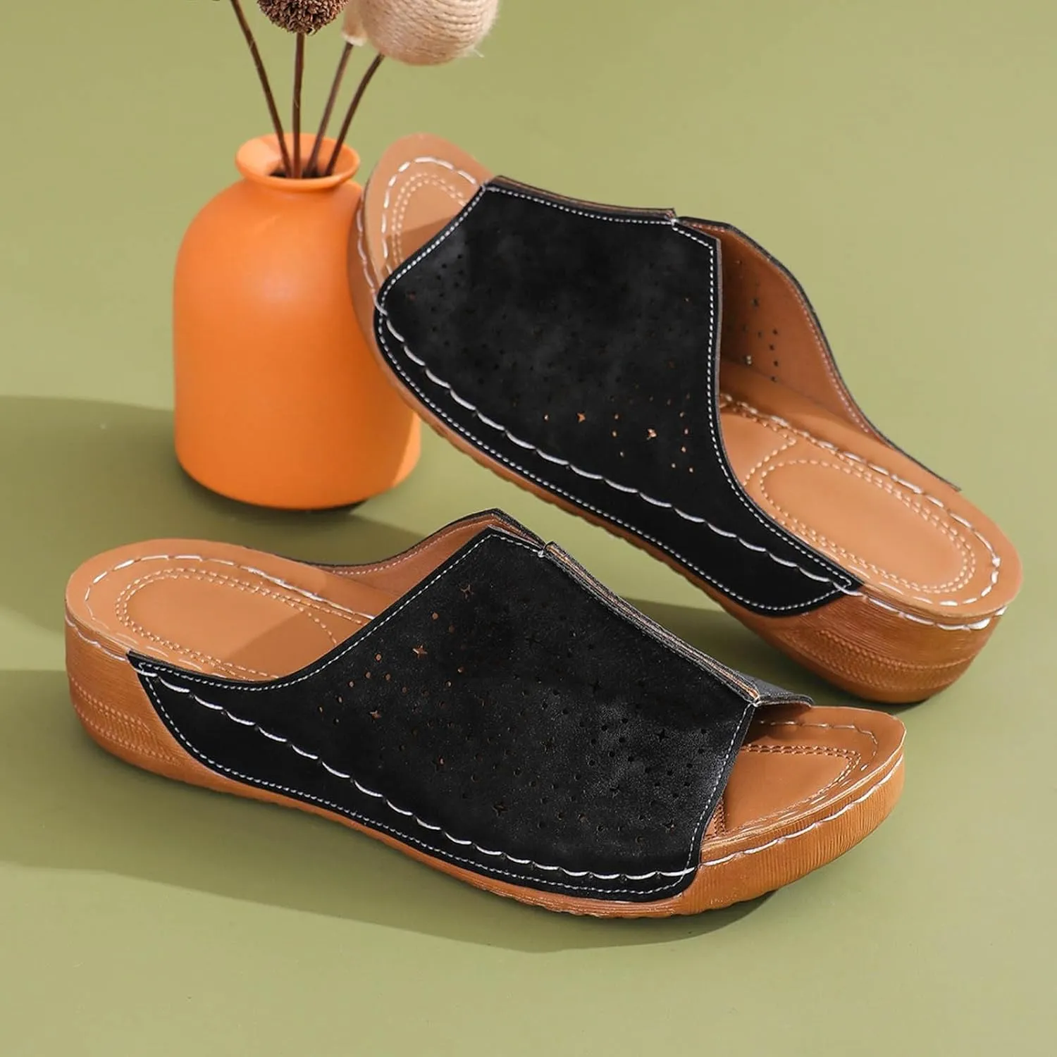 Hollow Out Wedge Sandals for Women 2025 new Arch Support Lightweight Soft Sole Platform Sandalias Breathable Orthotic Sandals