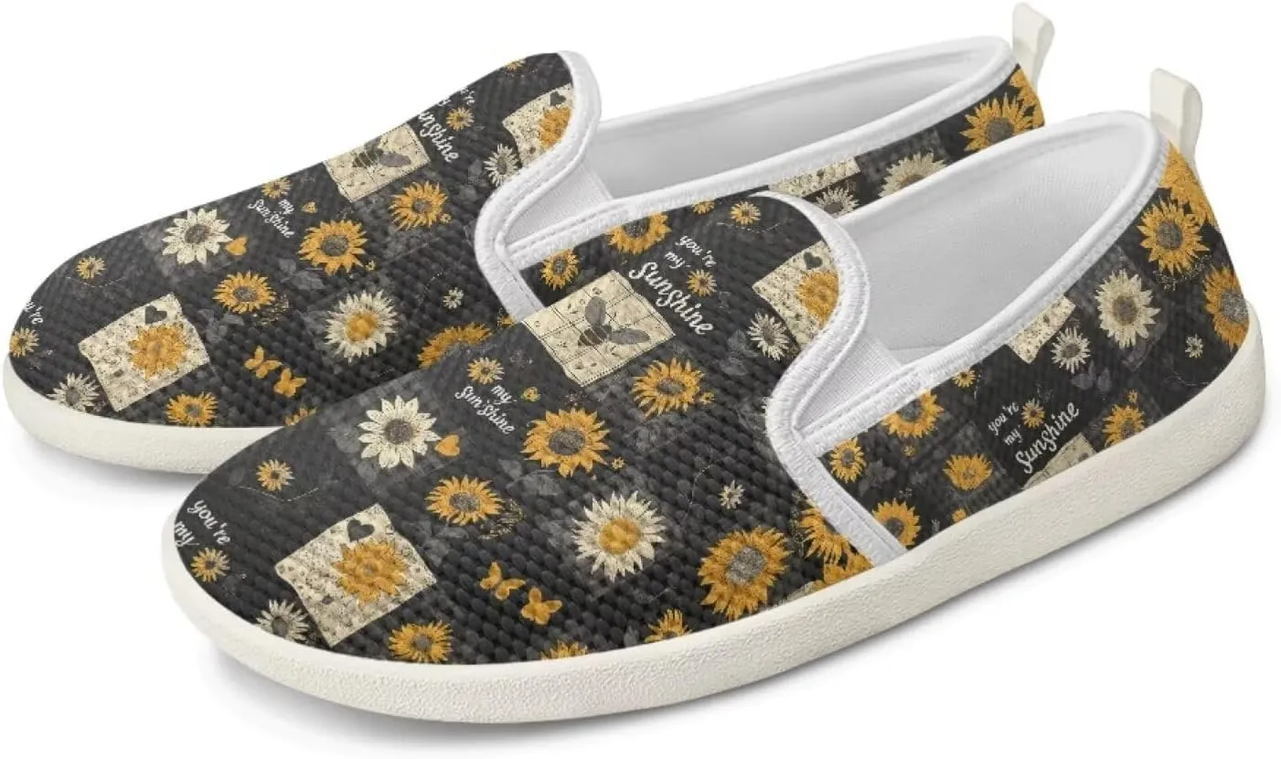 Howilath Cats Pattern Flat Shoes for Women Slip on Sneakers Lightweight Anti-Skid No Laces Running Sneakers