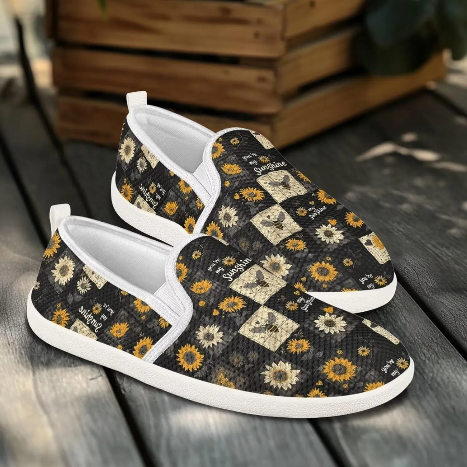 Howilath Cats Pattern Flat Shoes for Women Slip on Sneakers Lightweight Anti-Skid No Laces Running Sneakers