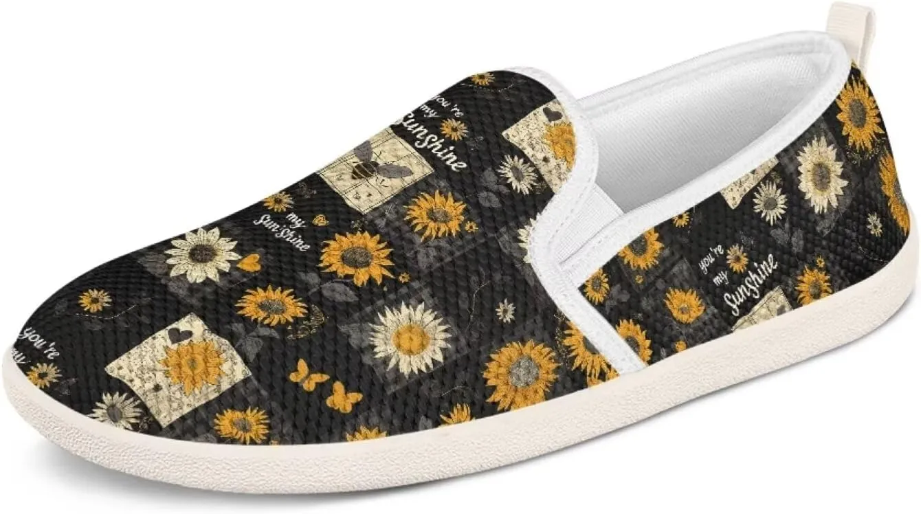 Howilath Cats Pattern Flat Shoes for Women Slip on Sneakers Lightweight Anti-Skid No Laces Running Sneakers
