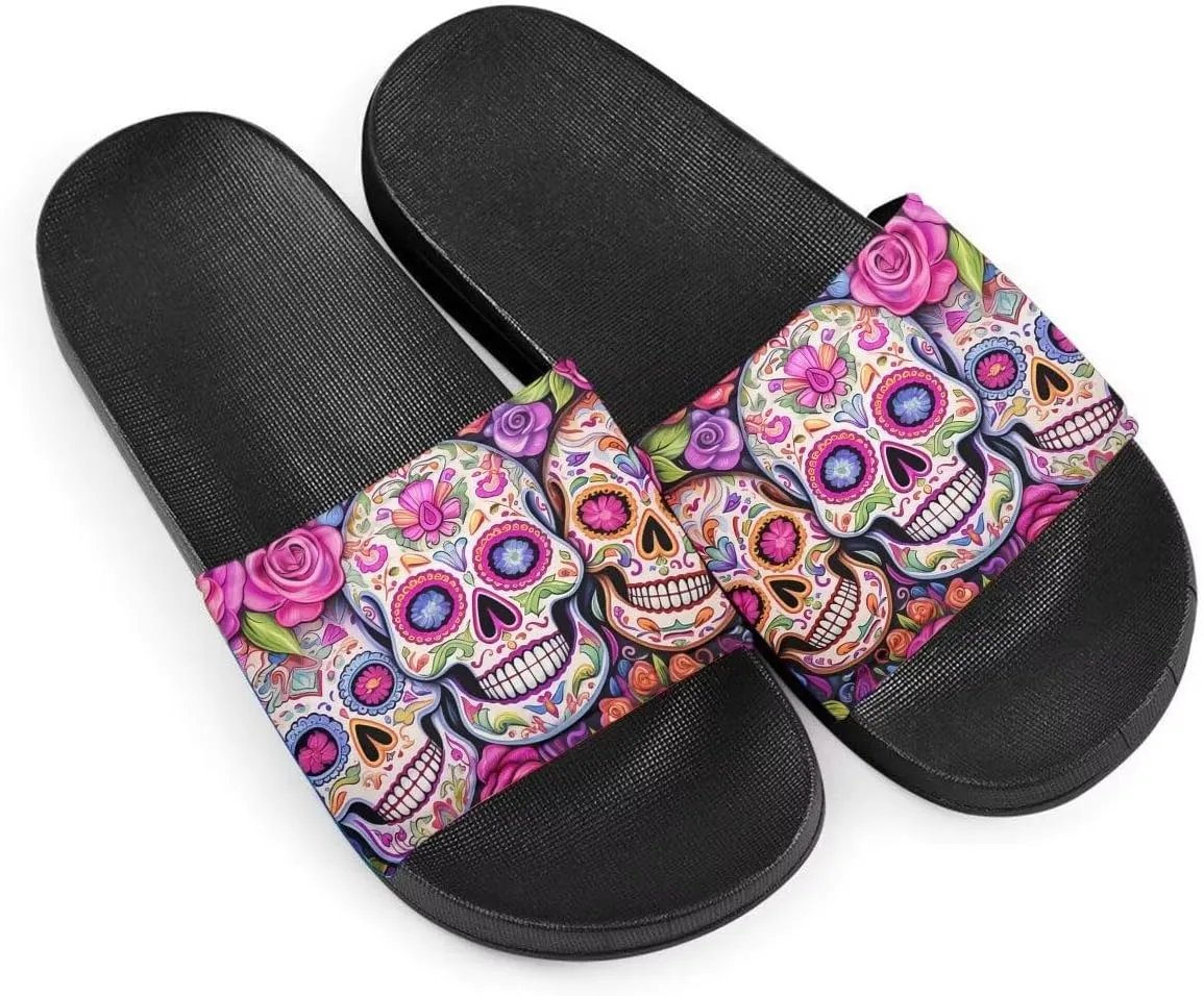 Howilath Novelty Patten Slippers for Women Men, Non-Slip Single Band Slide Sandals Open Toe Soft Sole Flat Sandals