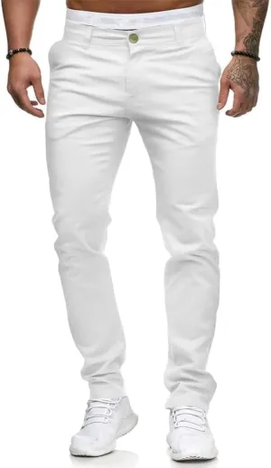 HUNGSON Mens Chinos Slim Fit Stretch Flat-Front Skinny Dress Pants