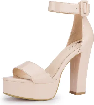 IDIFU Women's Ankle-Strap Heeled Sandal