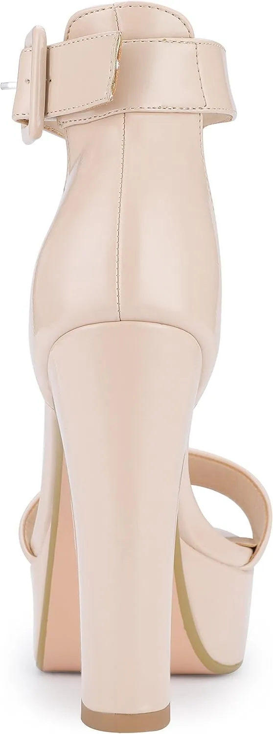 IDIFU Women's Ankle-Strap Heeled Sandal