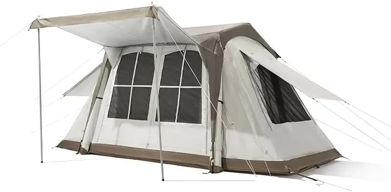 Inflatable Tent, Outdoor Camping Equipment, Portable Folding Tent, 10.9㎡, Rainproof and Sunproof, Top Skylight, Multi-Directional Breathable (White)